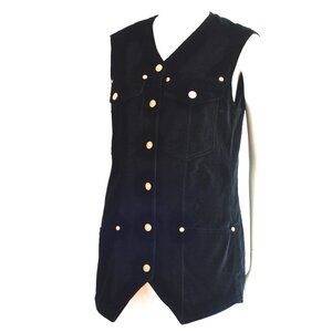 Versace Jeans Couture Brushed Cotton Vest With Gold Logo Buttons - Italy